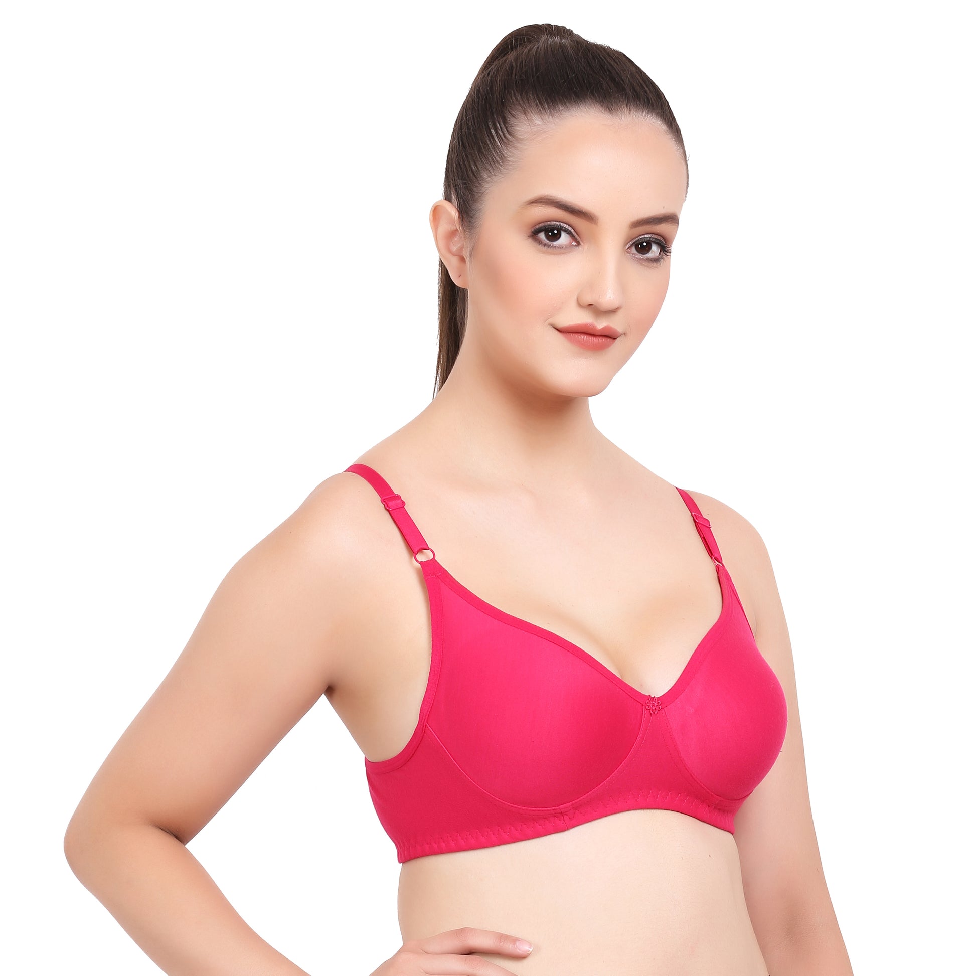Wireless bra style with a body-hugging fit, ensuring all-day comfort and support for a sleek.
