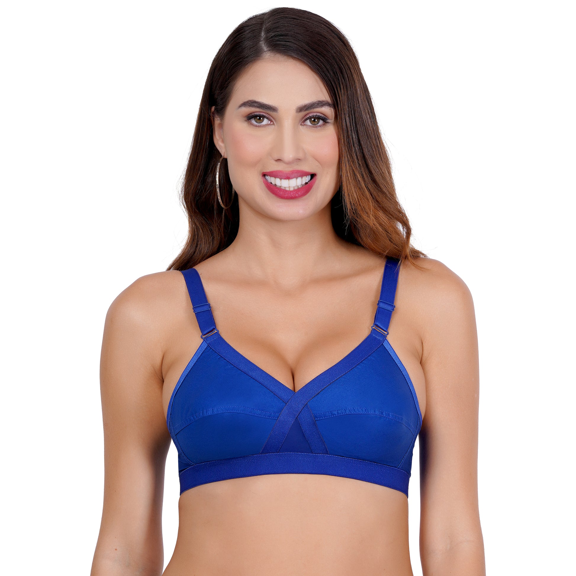 Pure cotton bra by Figure Fit with cross-back straps and back bra closure type, ideal for women looking for cotton bras in 40 size.

