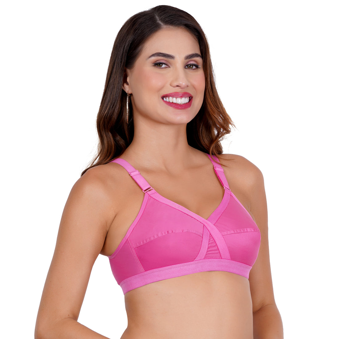 Figure Fit bra with cross-back straps, crafted from pure cotton fabric for women seeking 100% cotton bras with ultimate comfort.

