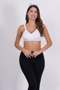 Figure Fit bra in pure cotton fabric with natural shaping design, featuring non-padded double layered cups and a pull on closure for a snug fit.