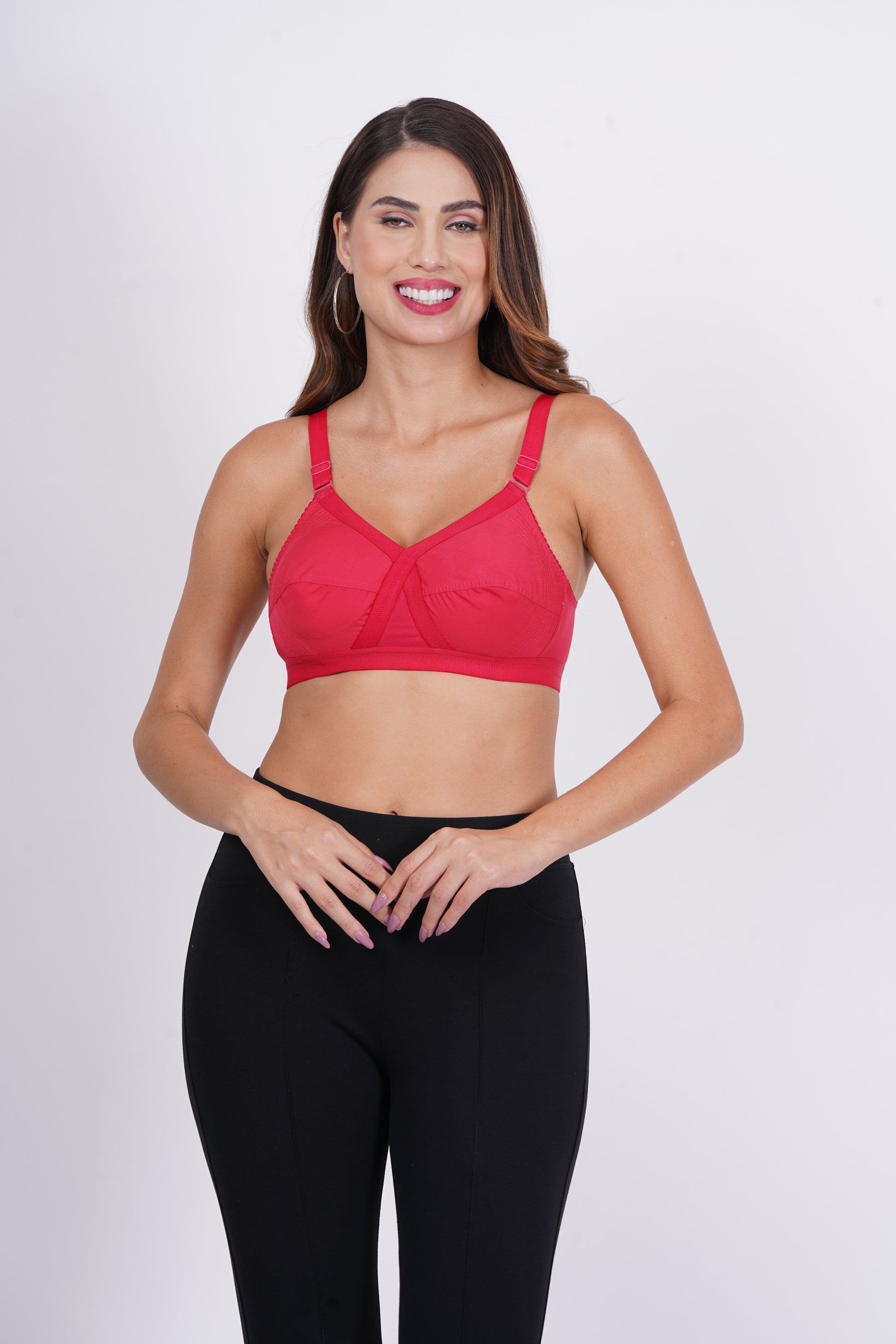 Experience comfort with women's cotton bras by Figure Fit, offering demi bra coverage, non-padded layered cups, and 100% breathable cotton fabric.