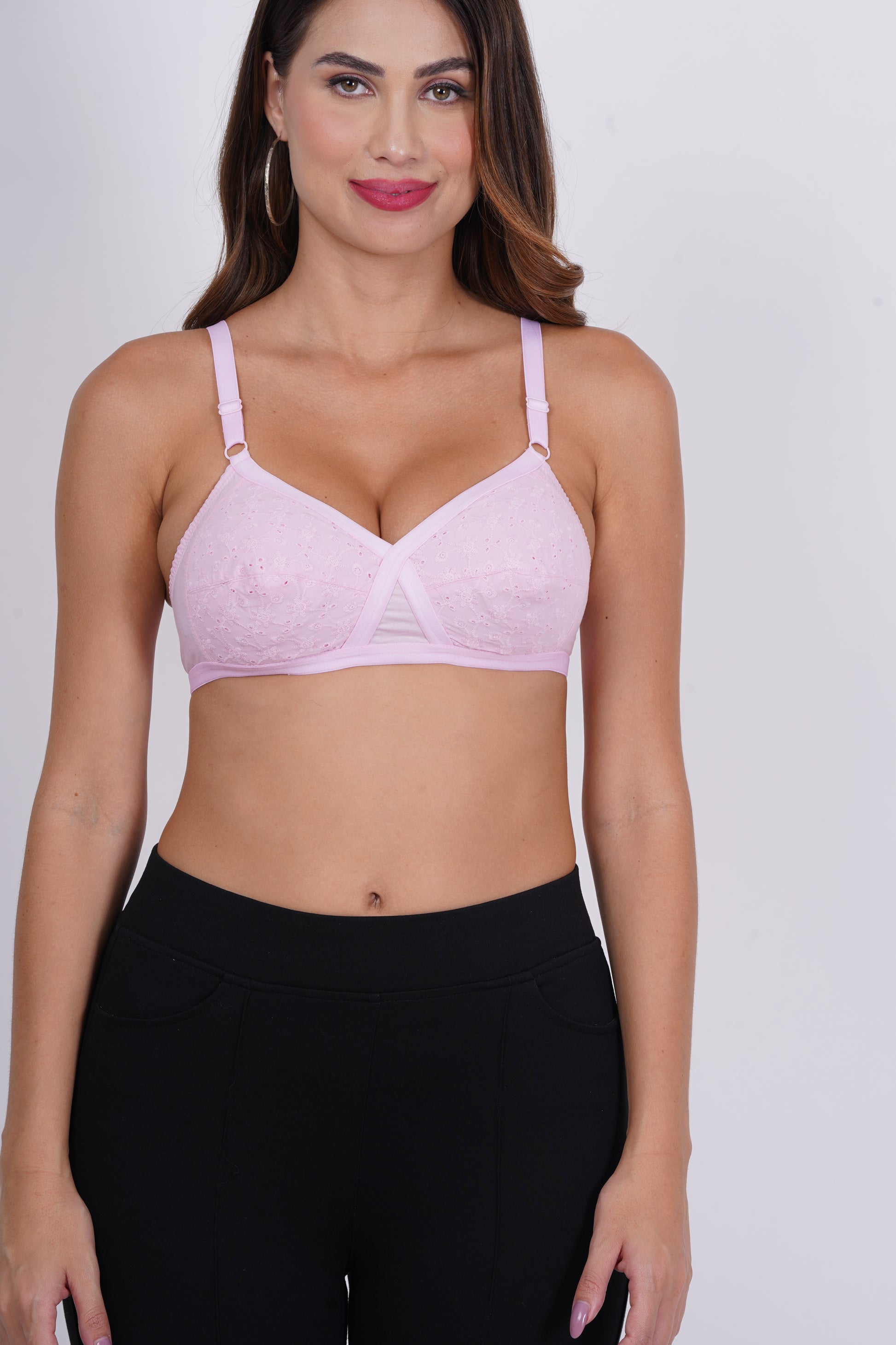 Women's cotton bra by Figure Fit, featuring a cross-back style, pure cotton fabric, and a supportive back bra closure type—ideal for everyday wear.