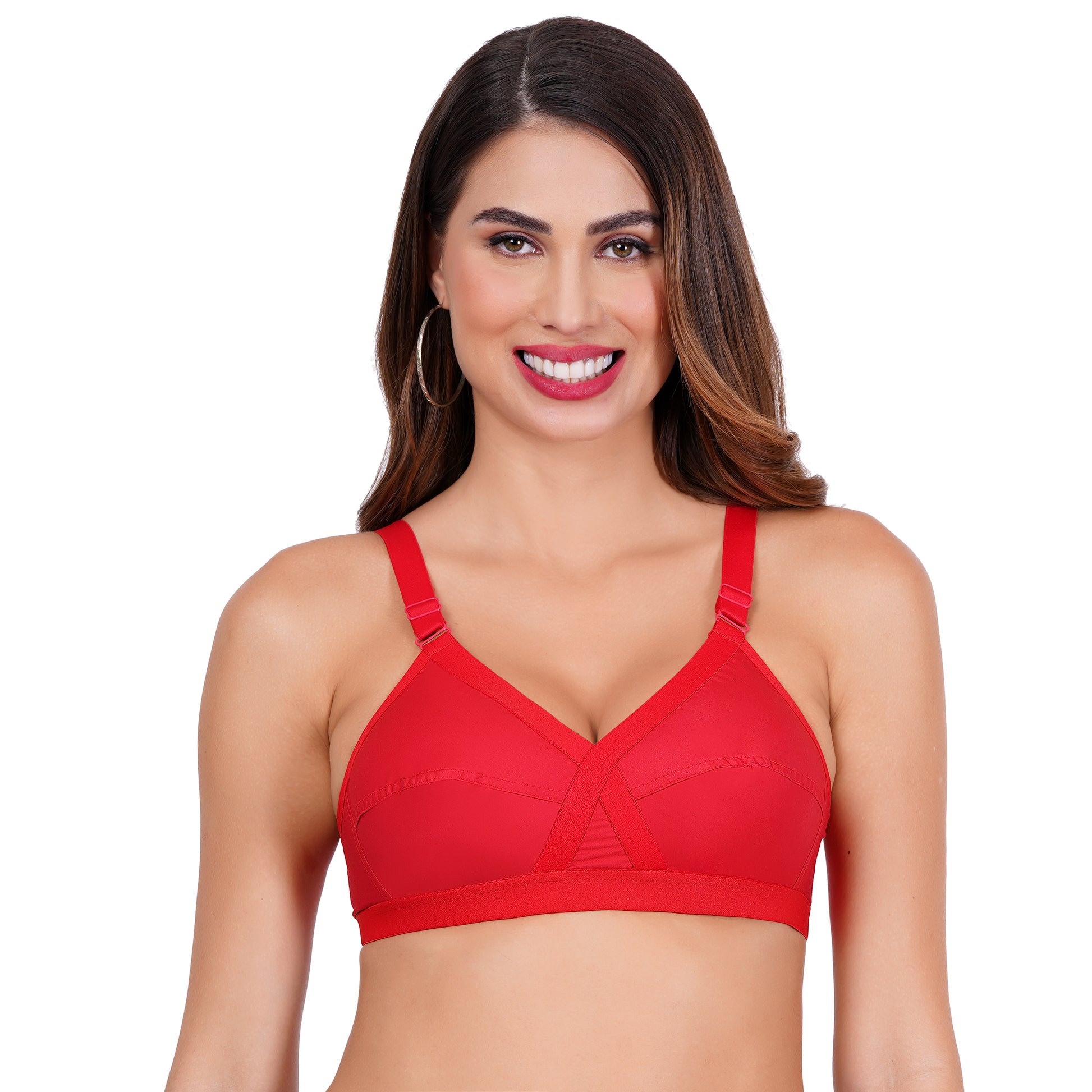 Figure Fit pure cotton bra for women with a supportive cross-back strap design, offering minimal coverage and all-day comfort in breathable cotton fabric.