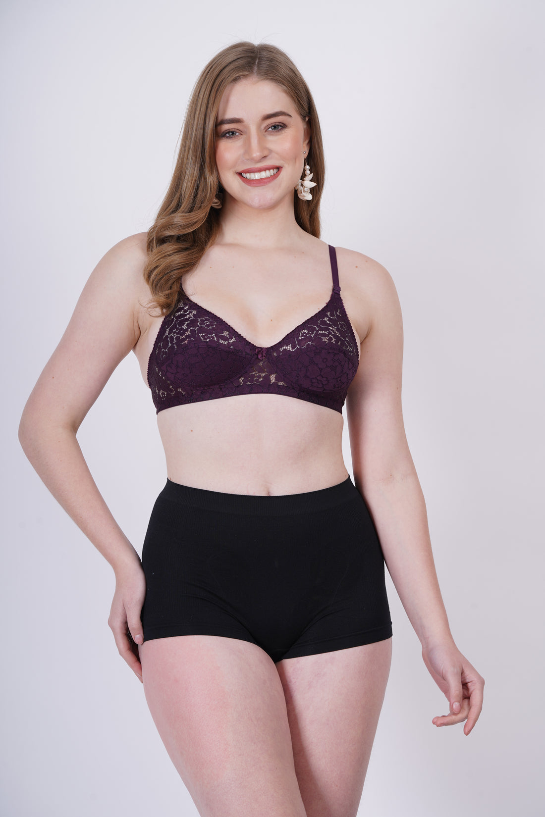 Cup B lace bra with back closure and demi minimal coverage – perfect for large busts.