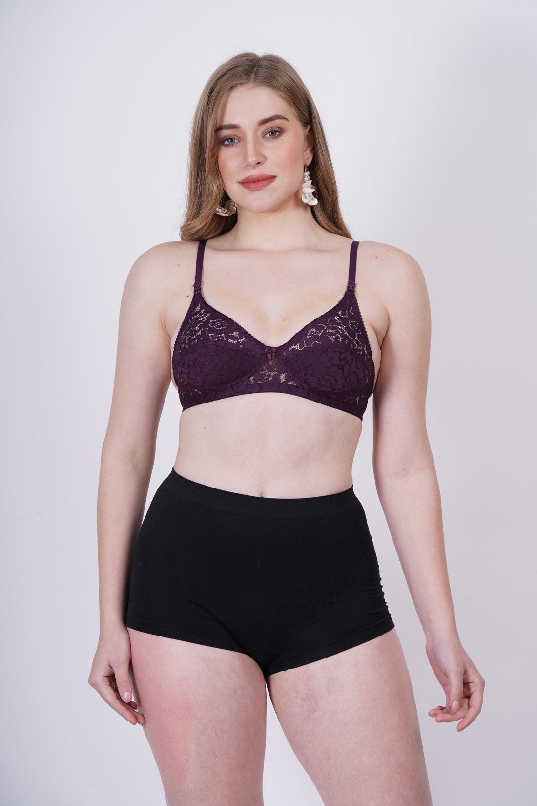 Cup B lace bra with back closure and demi minimal coverage – perfect for large busts.