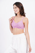 Best seamless bra with molded cups and printed finish – fig bra for women offering comfort and support in 34 bra size.

