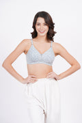 This grey fig bra for women features a designer molded style, seamless finish, and comfy back bra closure in 28 size bra.

