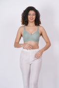 Nylon fabric seamless bra for women with demi bra coverage and adjustable bra straps, ensuring a smooth, invisible look under clothing.