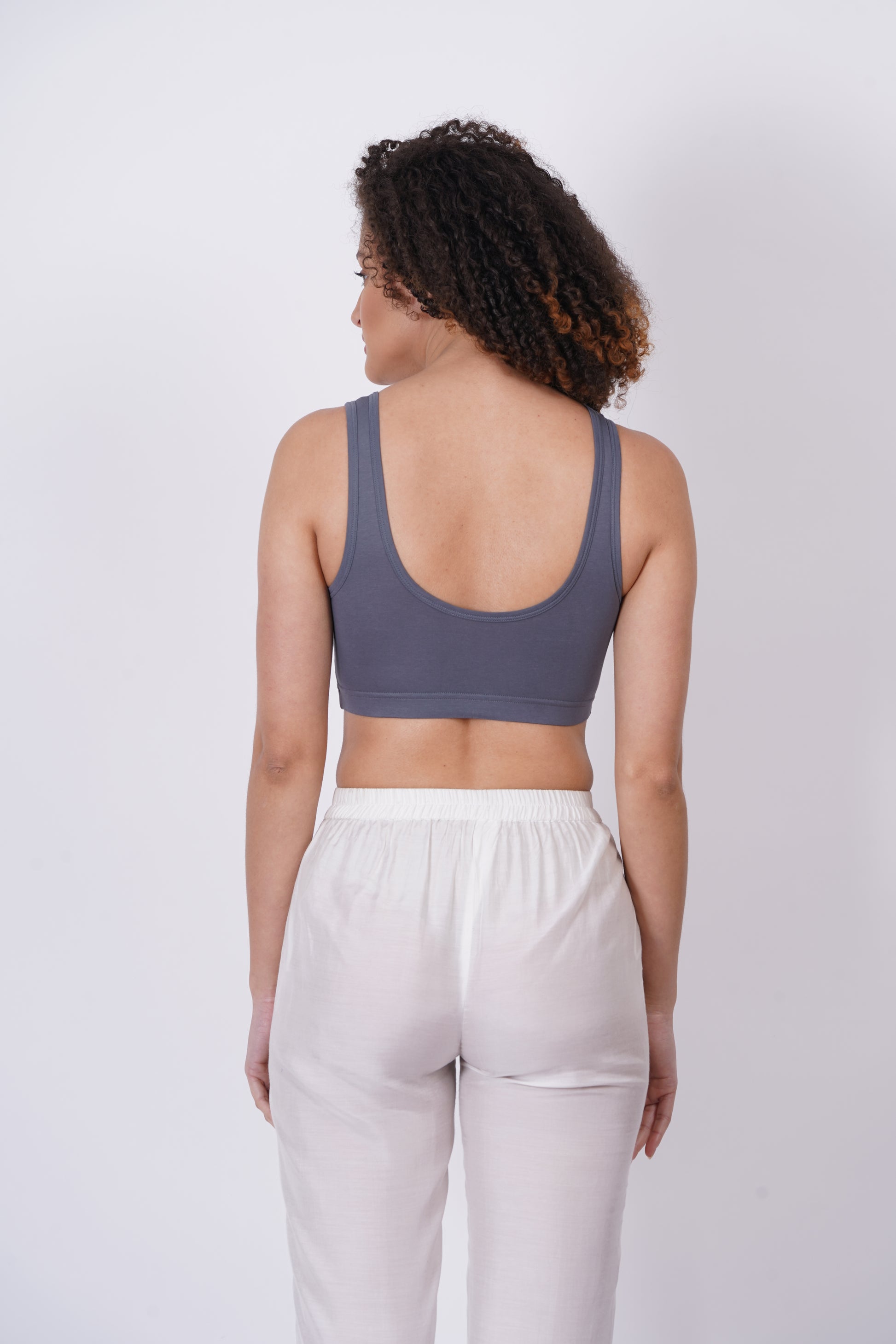 Women’s sports bra, providing medium support for intense workouts.

