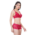 Buy Best net bra and underwear set in Rani color, a luxurious Valentine gift or anniversary gift for her.
