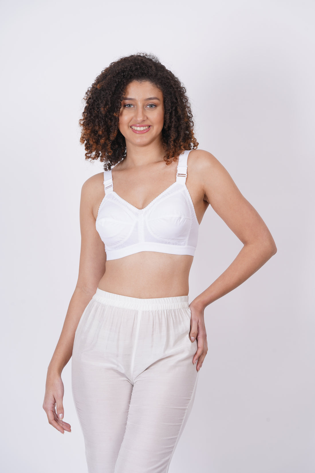 Shop Figure Fit bra in pure cotton fabric, designed for women seeking 28 size bras with back bra closure and minimal coverage.

