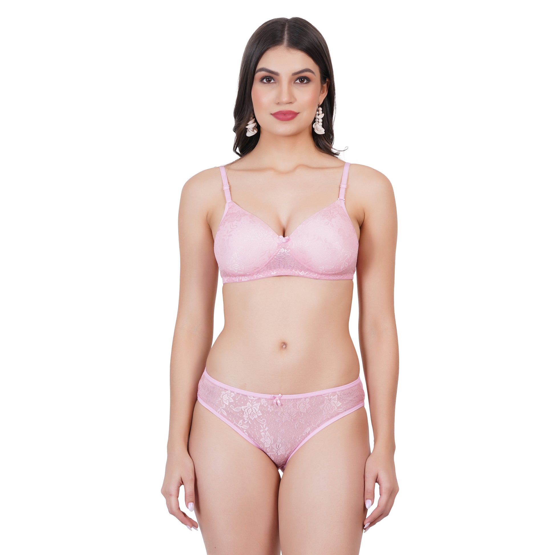 Figure Fit bra set, designed as a honeymoon bra with a sexy net lace bra and matching panty for a romantic look.