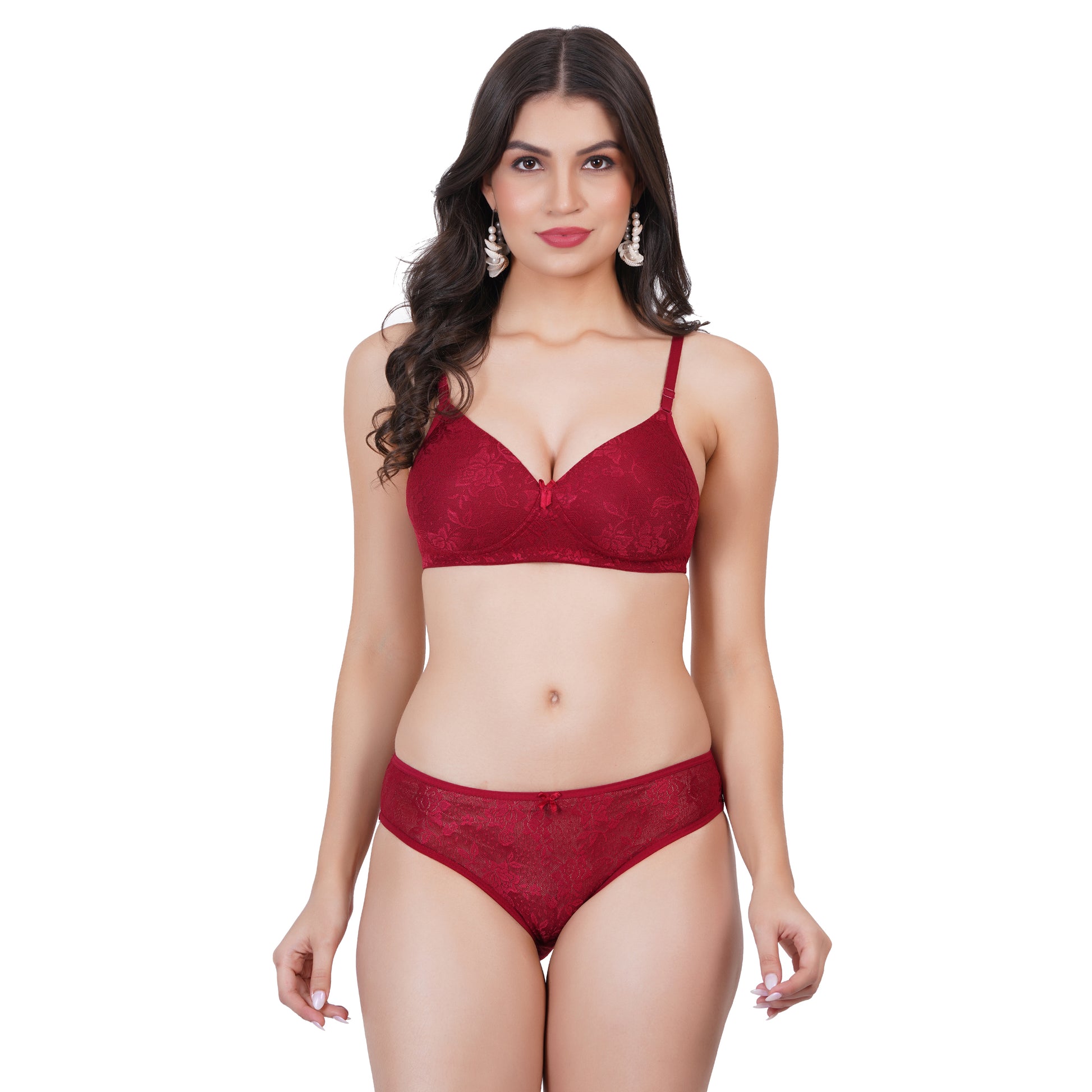 Bridal lingerie set with seamless net lace bra and panty, perfect for weddings, Valentine’s Day, and romantic getaways.