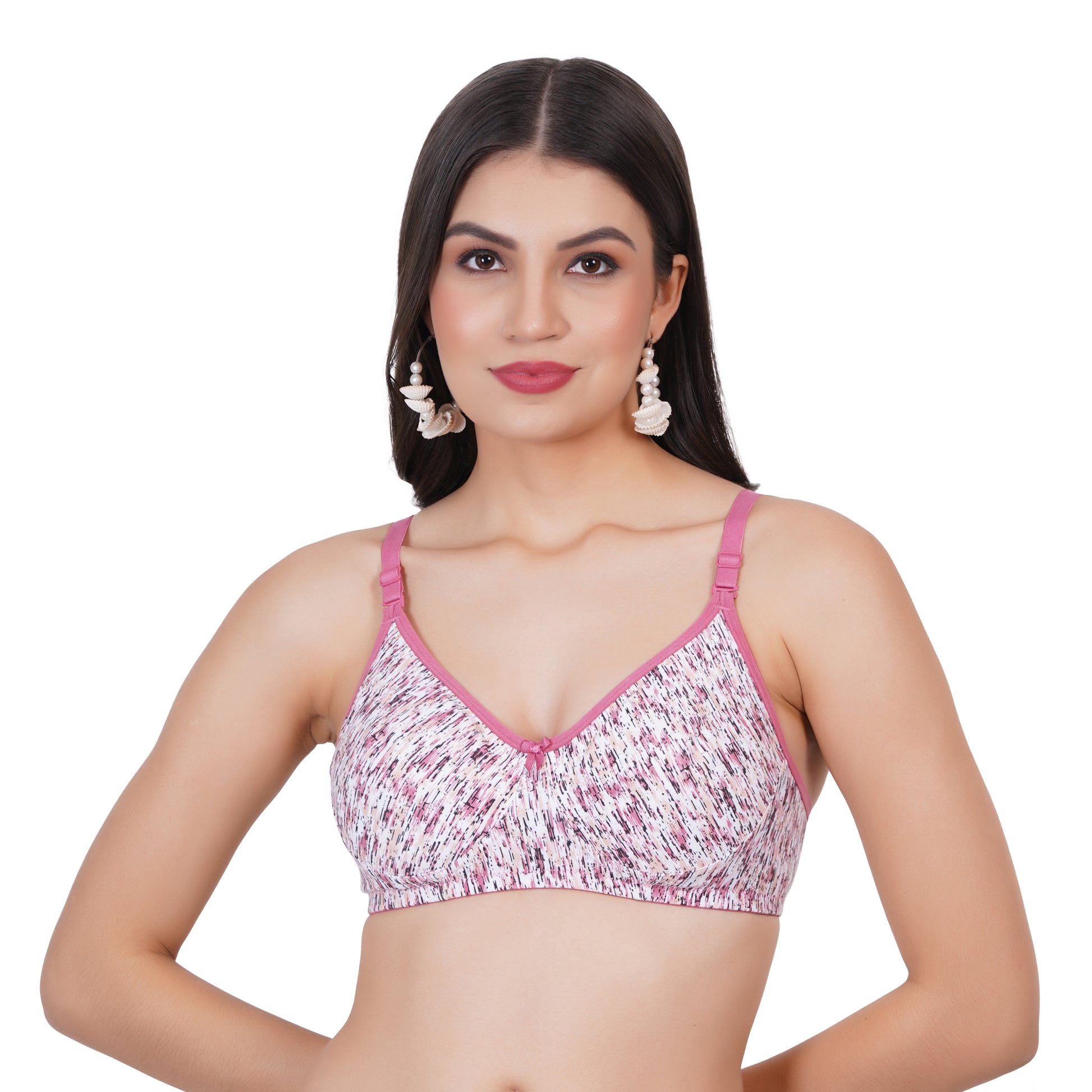 Affordable and chic – women bra with molded support, back closure, and printed detail, making it the best figure fit lingerie pick.