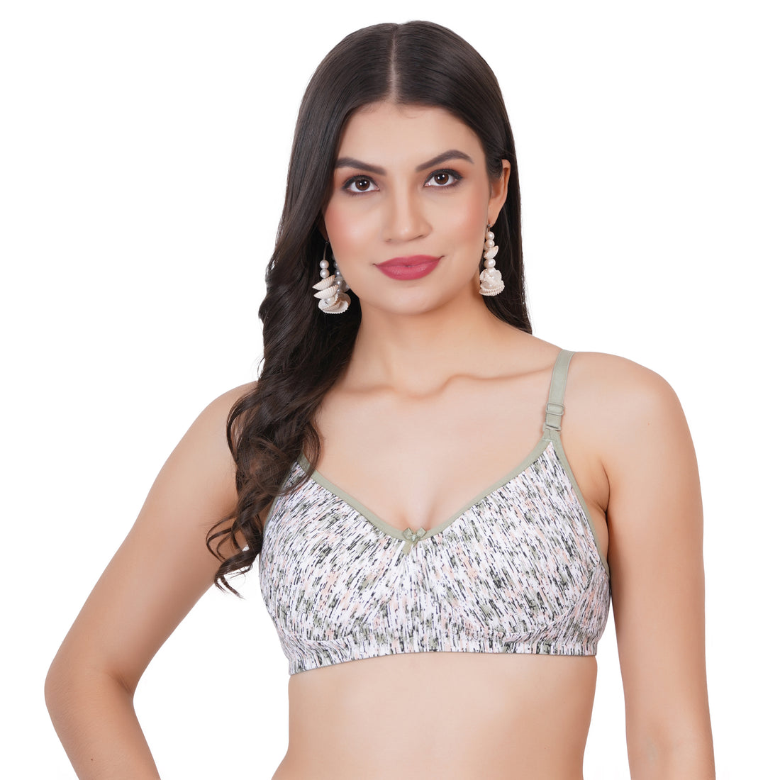 Printed mold bra for women with cup B fit, molded bra style, and back bra closure type – a designer piece under Rs 300 with seamless finish.

