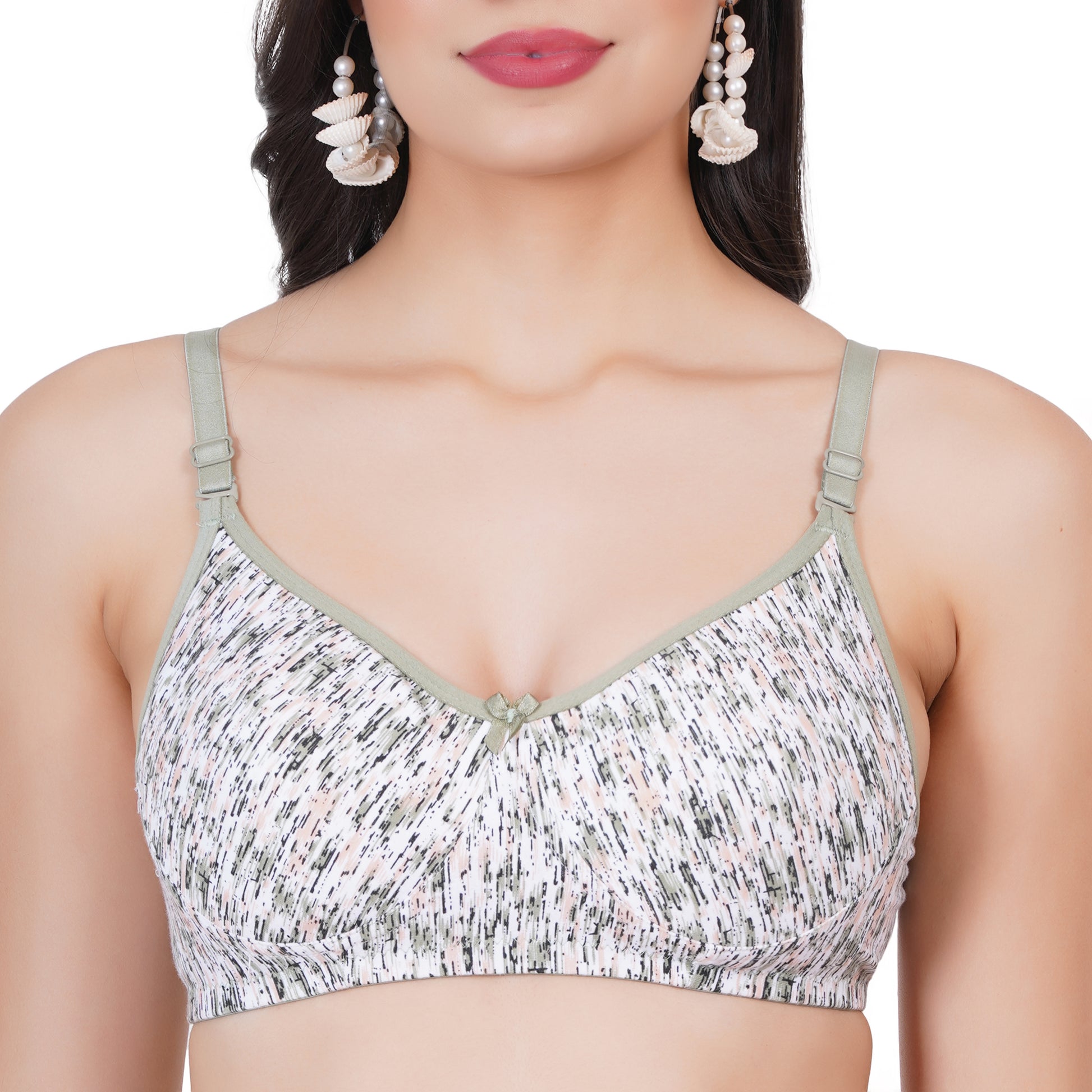 Flattering and functional – fig bra for women with molded cups, minimal demi coverage, and a printed finish in 34 bra size.