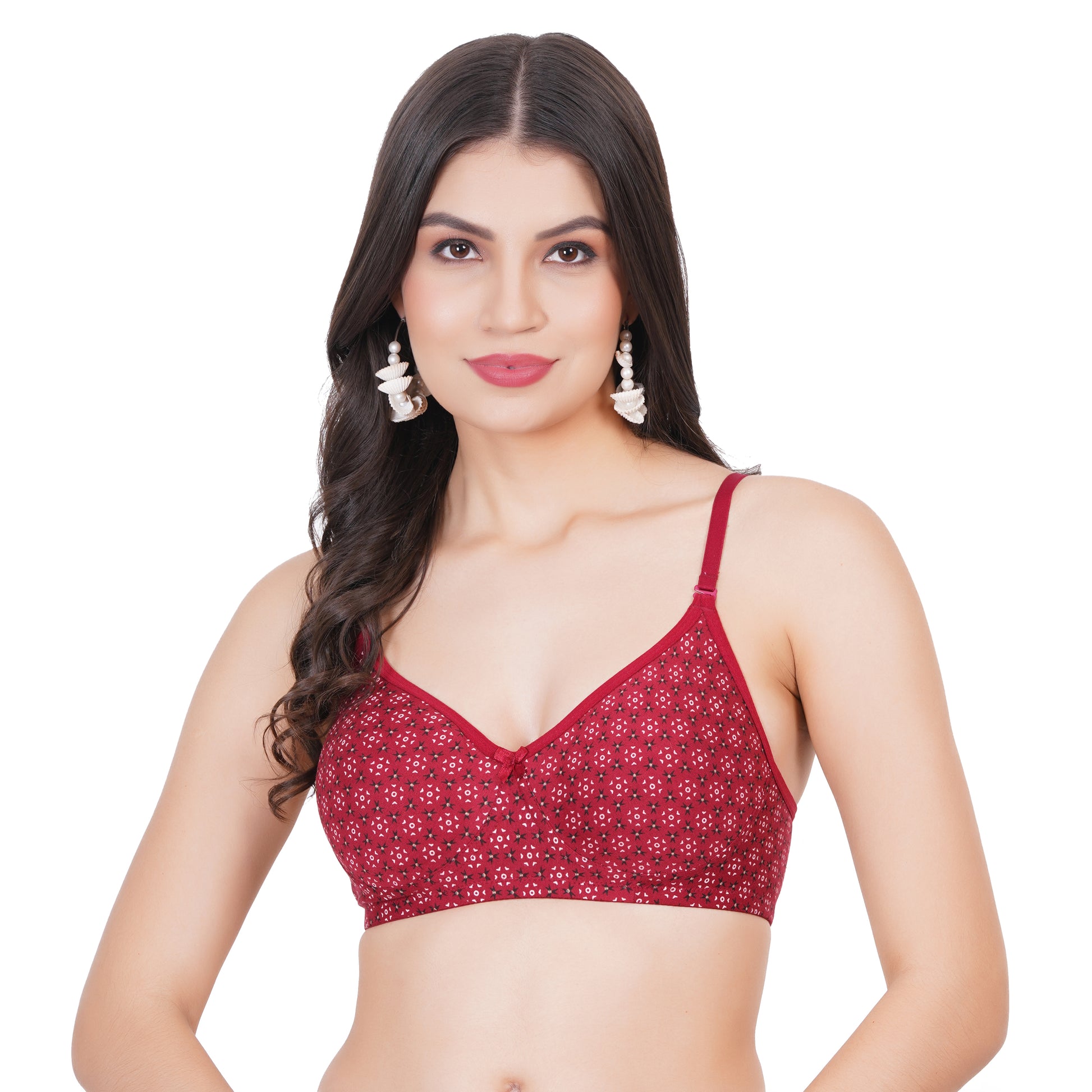 Printed mold bra for women with cup B bra size and back bra closure type – a seamless designer bra under Rs 300 for daily comfort.

