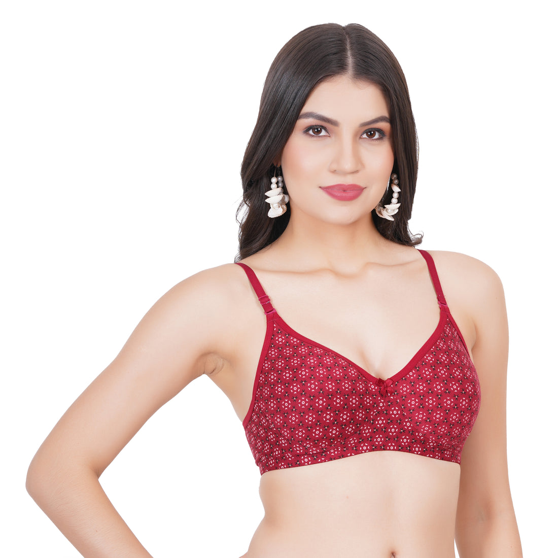 Printed mold bra for women with cup B bra size and back bra closure type – a seamless designer bra under Rs 300 for daily comfort.

