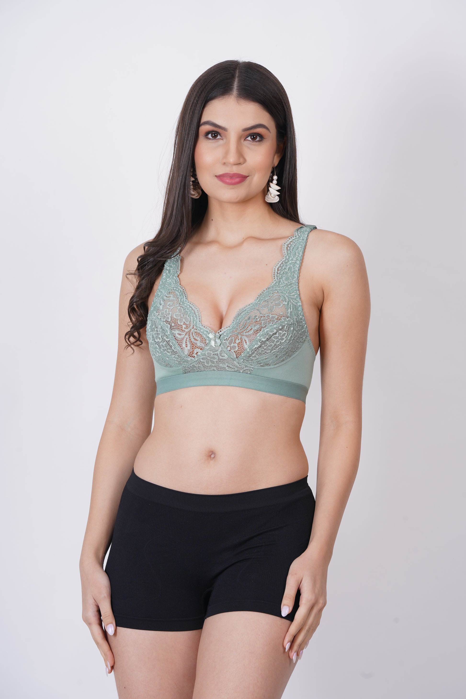 Nylon fabric lace bra with demi minimal coverage – perfect for outing and honeymoon.