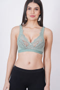 Demi coverage nylon bra with net lace cups – sexy and supportive bralette.