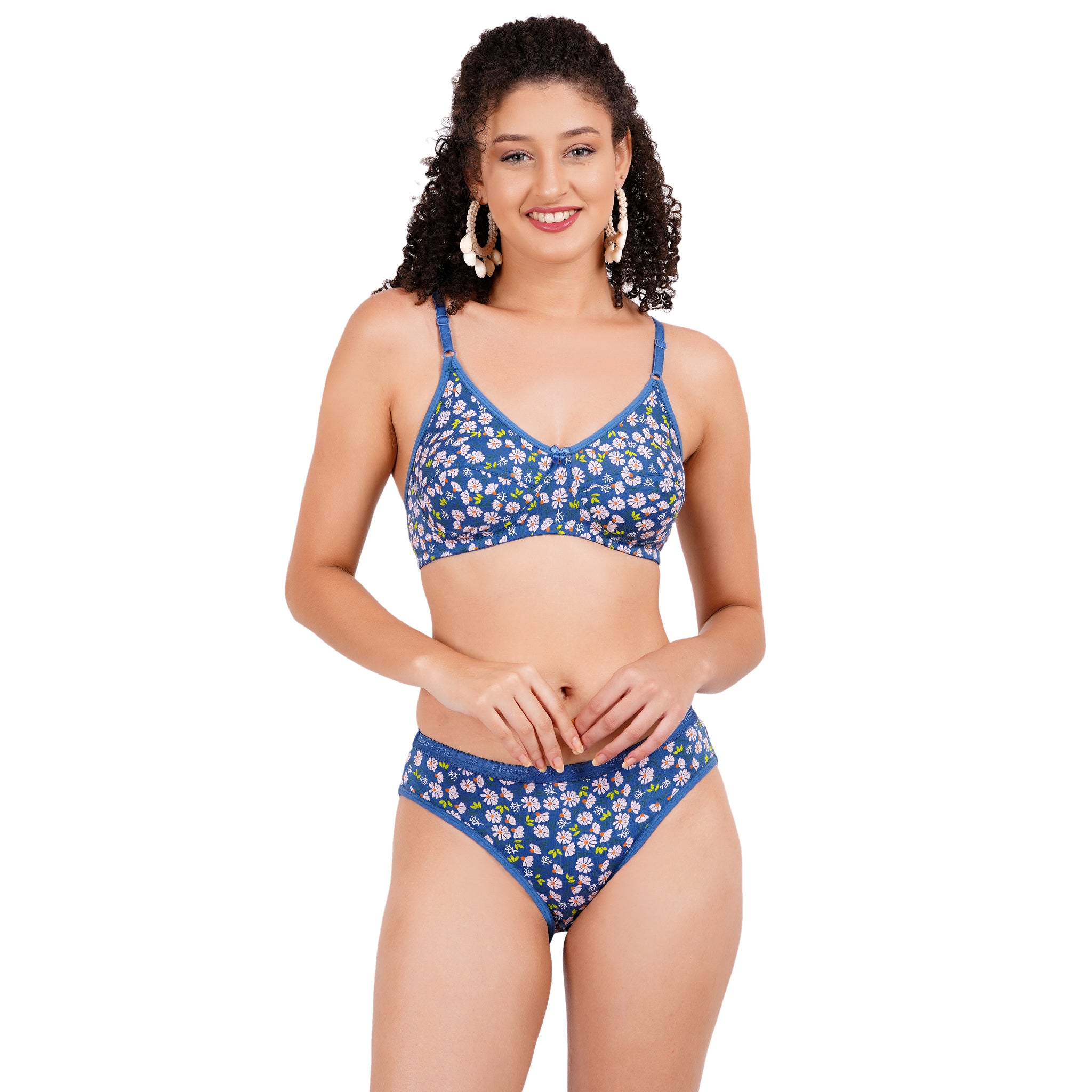Floral design matching bra and underwear set, crafted for a perfect fit and a trendy, feminine touch.