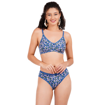 Floral design matching bra and underwear set, crafted for a perfect fit and a trendy, feminine touch.