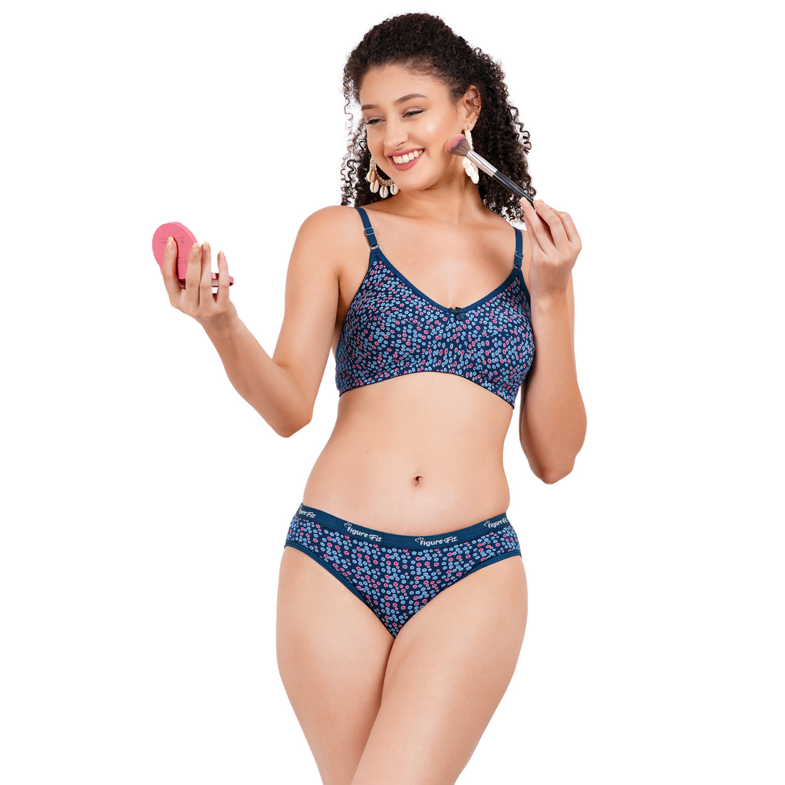 Shop for a floral design matching bra and underwear, offering a perfect fit and enhancing the silhouette of the bride.