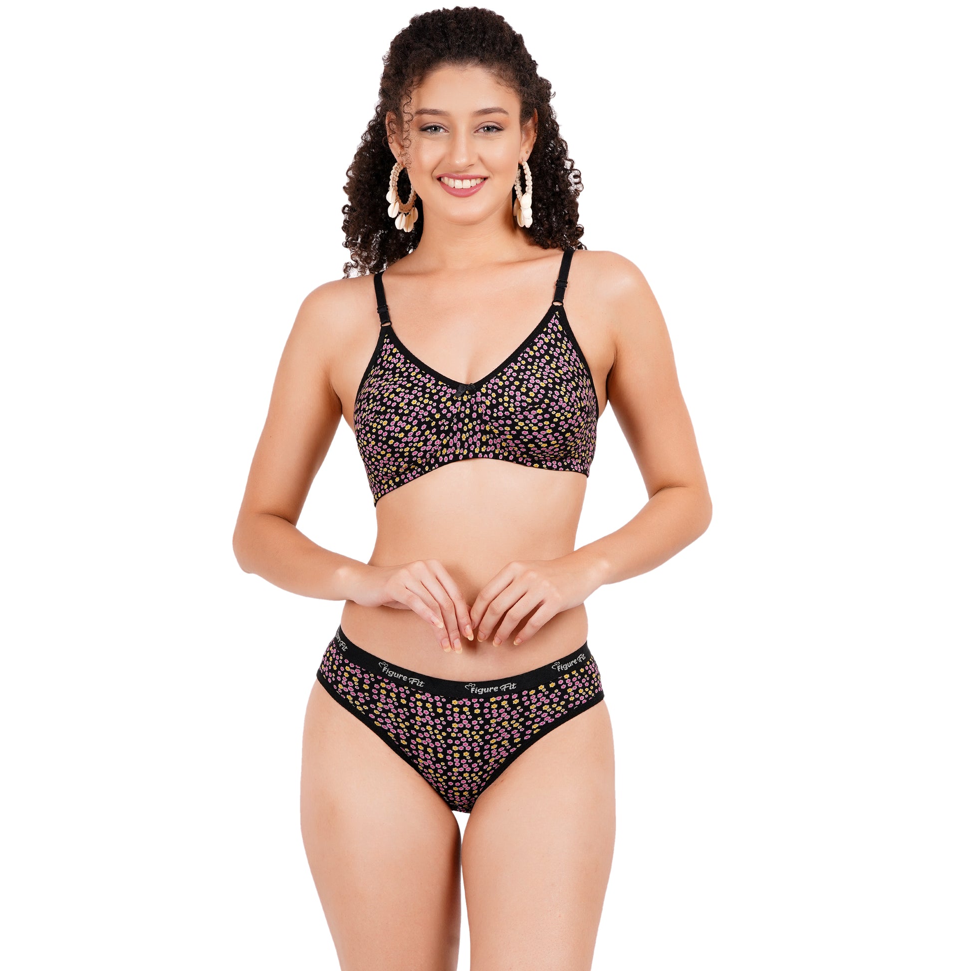 Buy bra online with a floral printed design, offering a perfect fit lingerie and enhancing the silhouette of the bride.