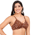 Chic and comfy – designer molded bra with printed details, seamless fit, and ideal for women looking for cup B bra size support.