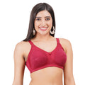 Figure Fit Bra in Carrot-Red, a sexy lace bra for women with back and front closure options, seamless structure, and perfect coverage for cup C and D sizes.

