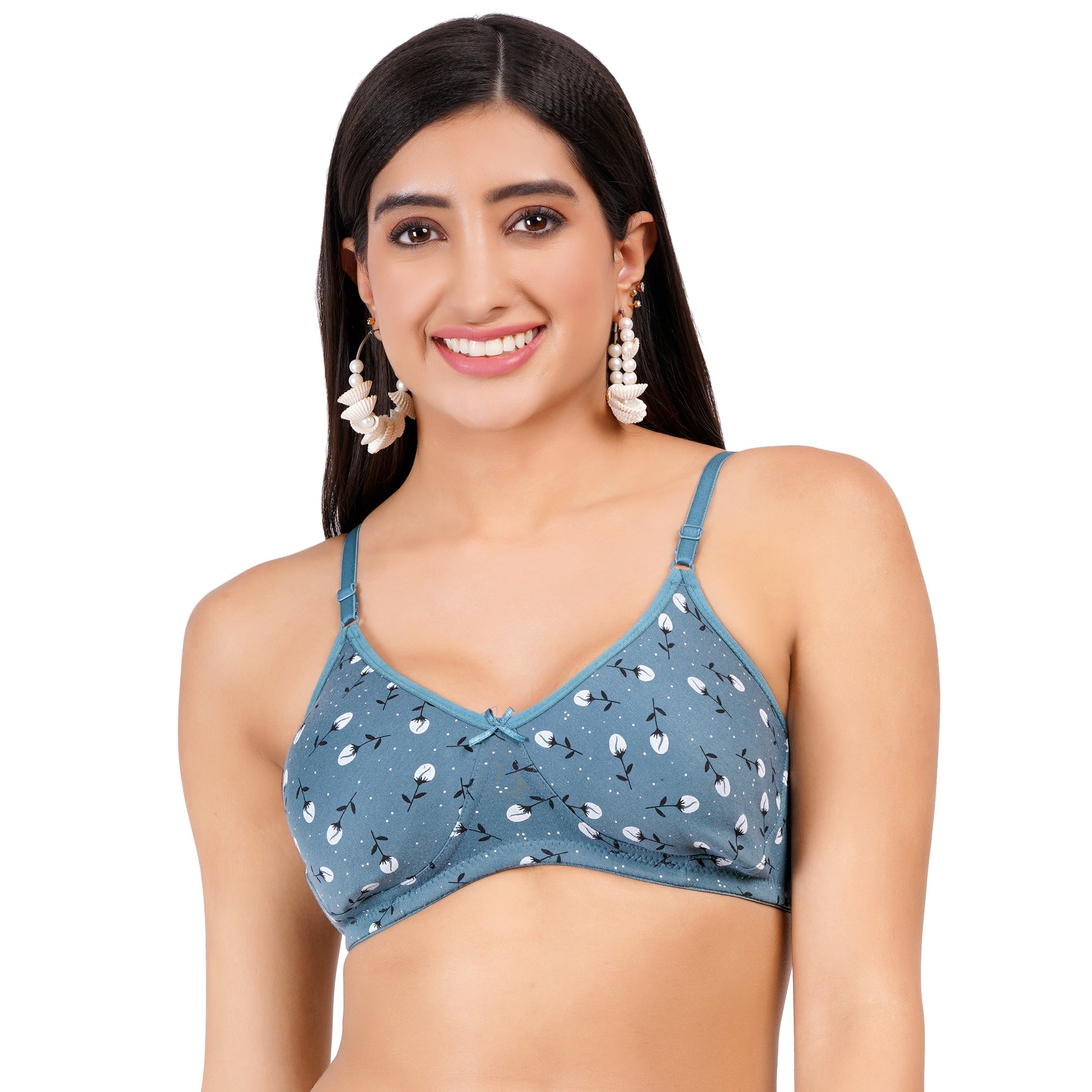 Affordable elegance – fig bra for women with molded bra style, back bra closure, demi coverage, and seamless fit in designer print.