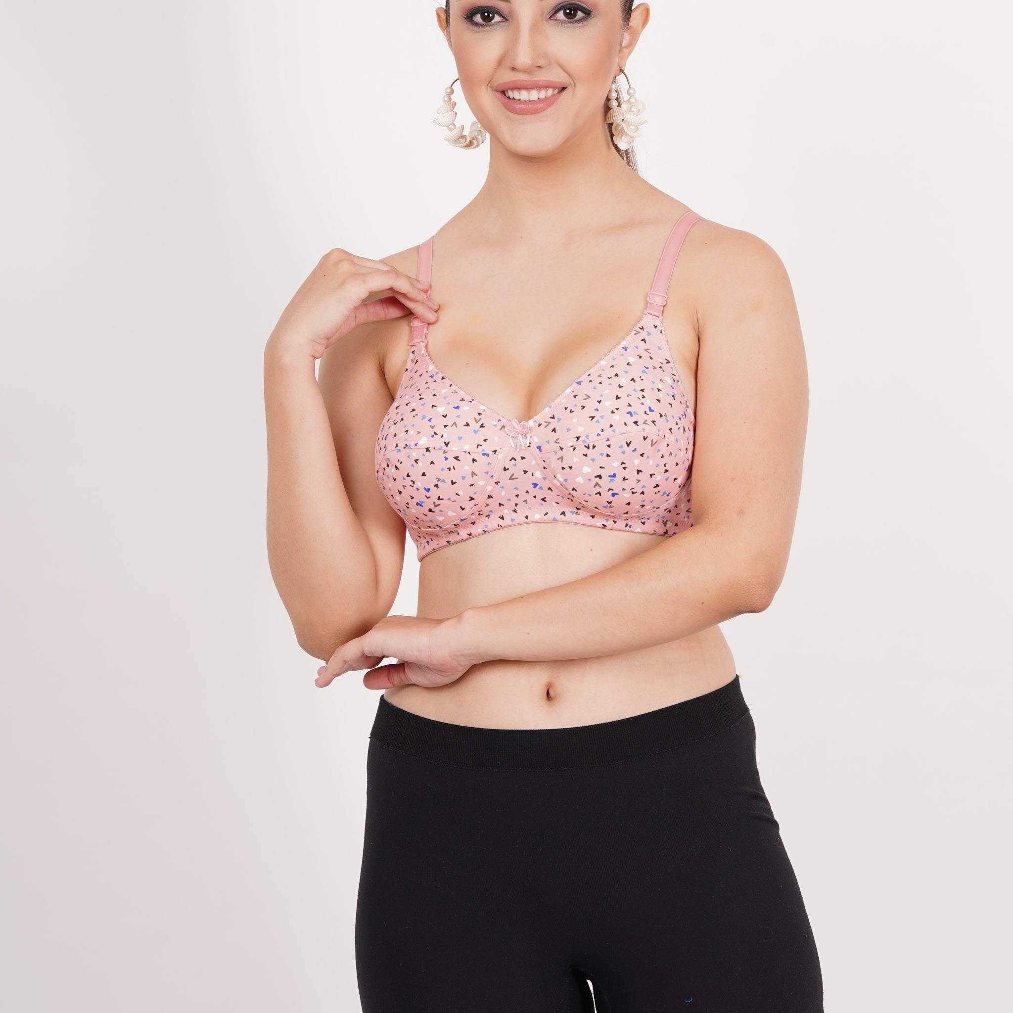 Sweet Heart printed bra for women with demi bra coverage, back bra closure type, and adjustable fit – perfect for everyday wear.