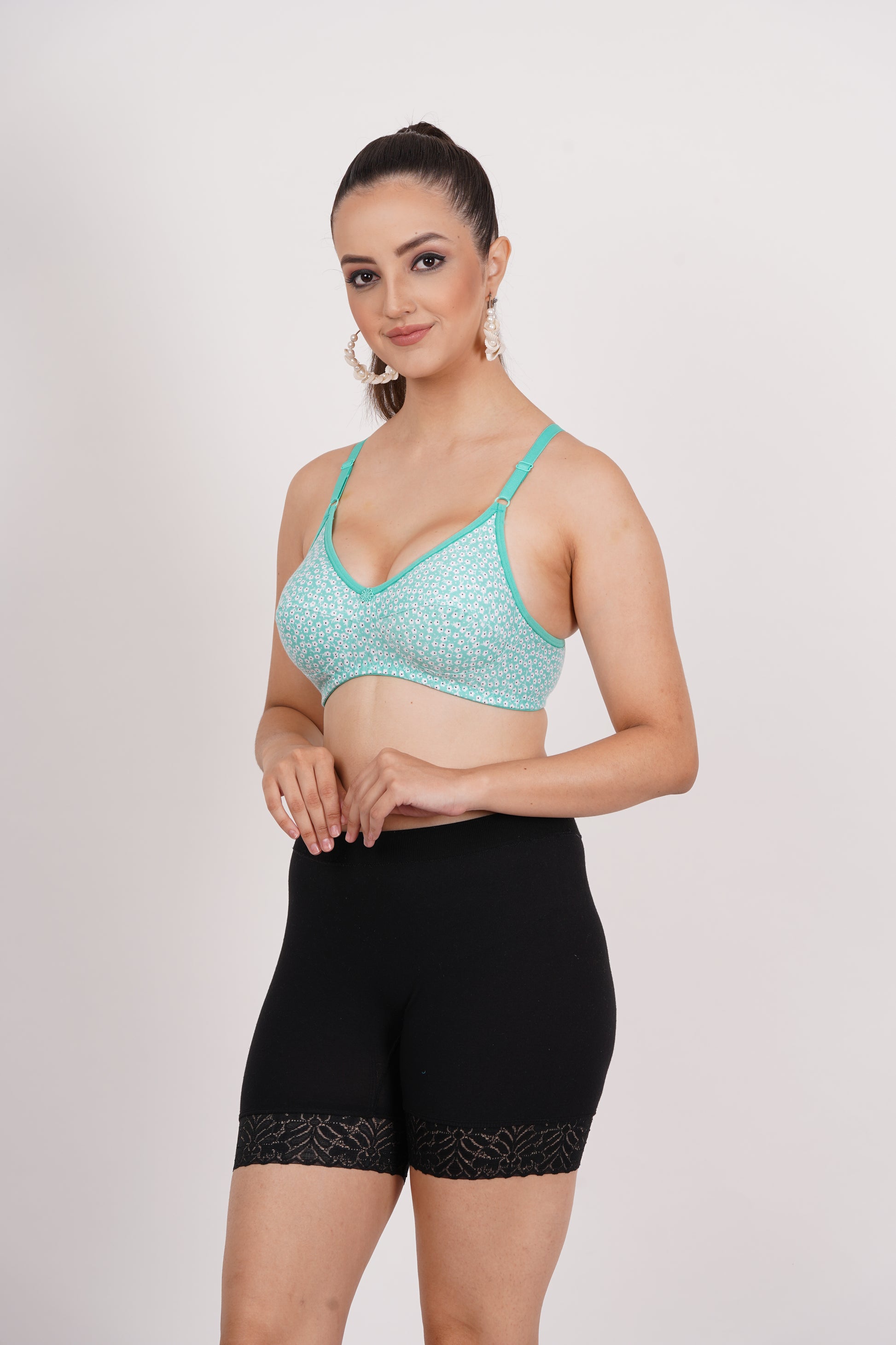 Women’s printed bra with demi coverage, comfort style, and secure back closure – best budget-friendly pick under Rs 200.