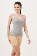 Girls camisole featuring adjustable straps, u-neck design figure fit.
