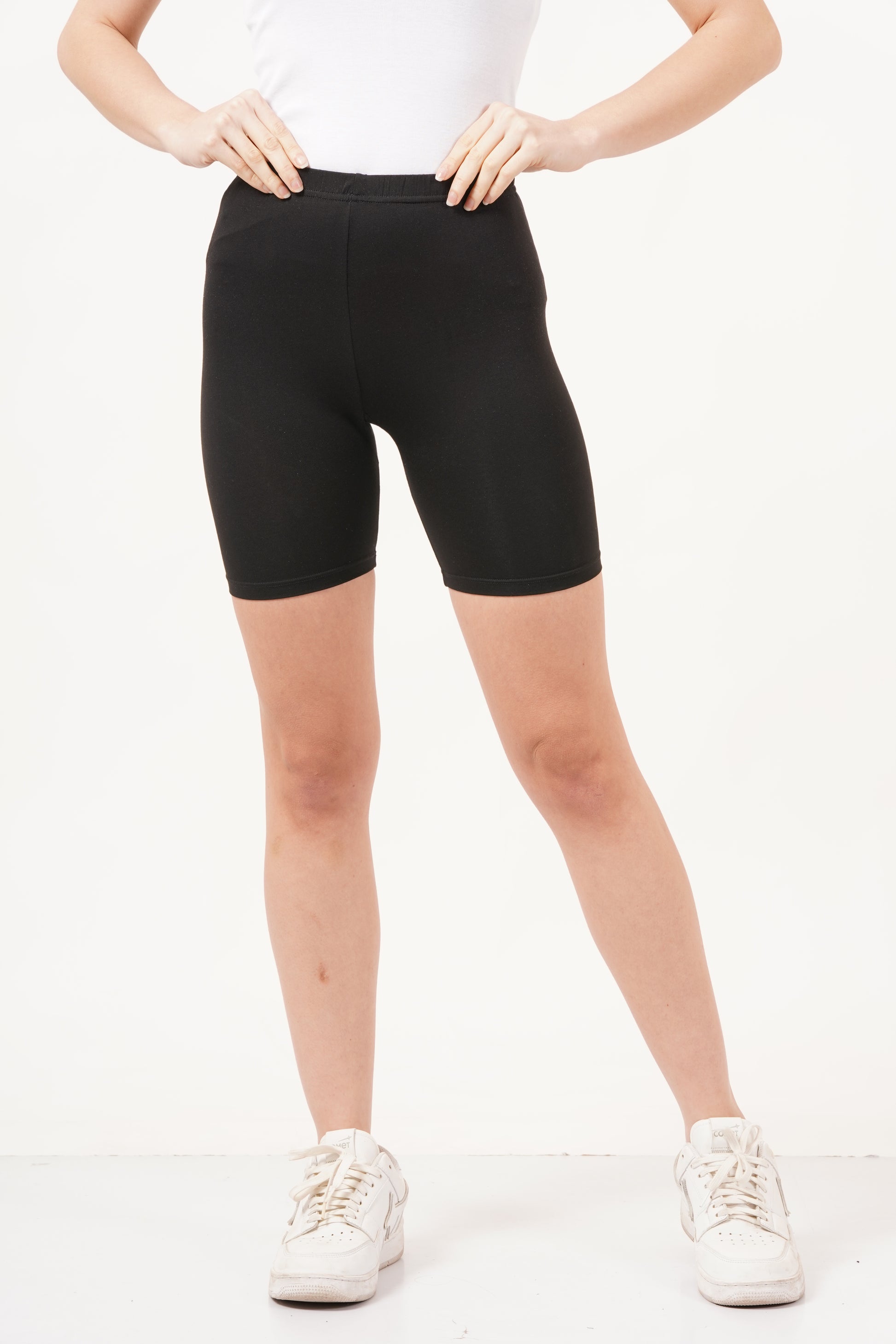 Mid-waist rise lycra cycling shorts designed for a snug yet flexible fit during long rides.
