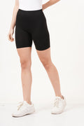 Black lycra cycling shorts for women crafted with sweat-wicking technology to keep you cool and dry.
