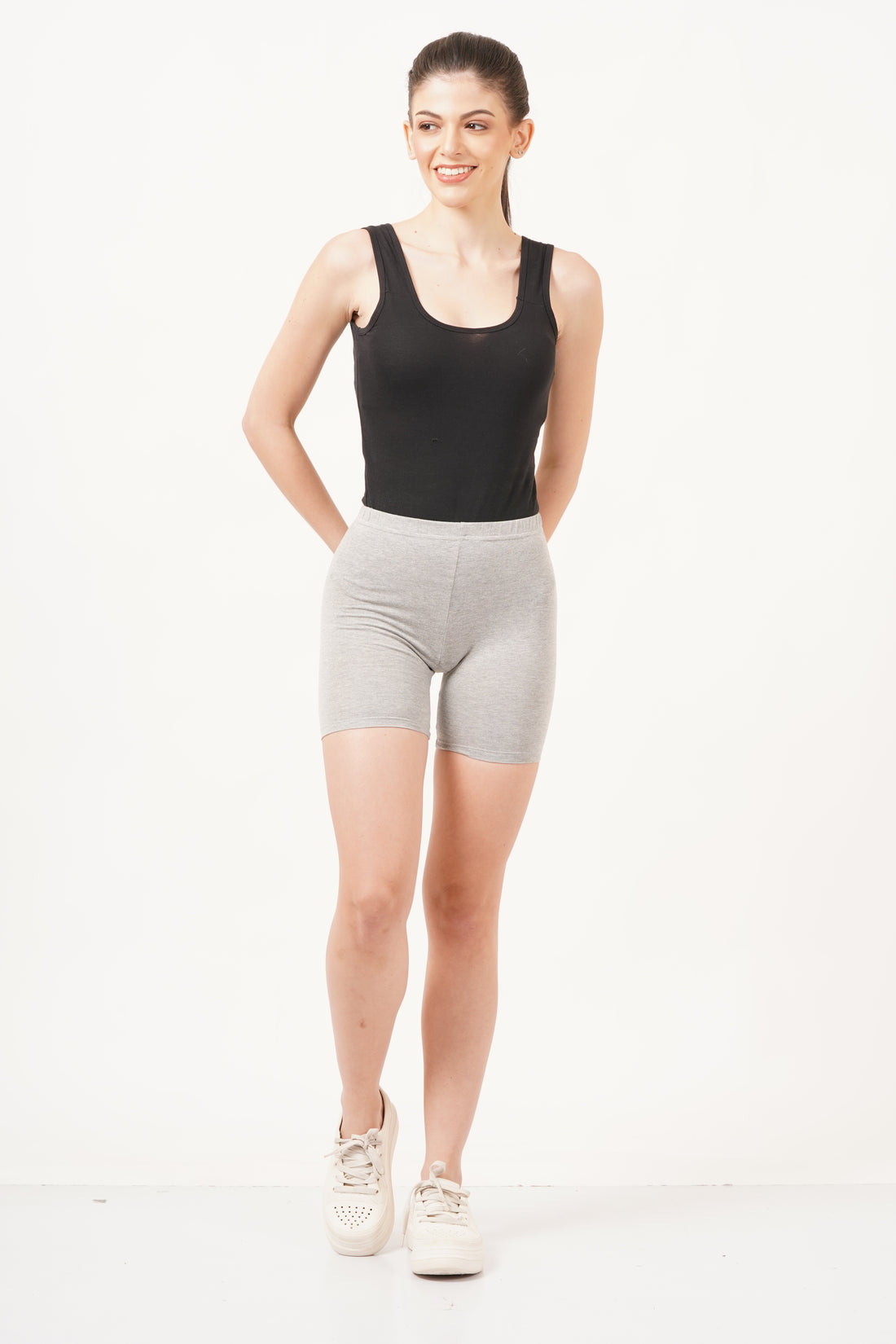 High-quality cycling shorts for girls crafted from breathable polyester fabric for ultimate comfort.
