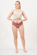Shop Ultra-soft fig panty pack of 3, made from stretchable synthetic fabric for a body-hugging fit.
