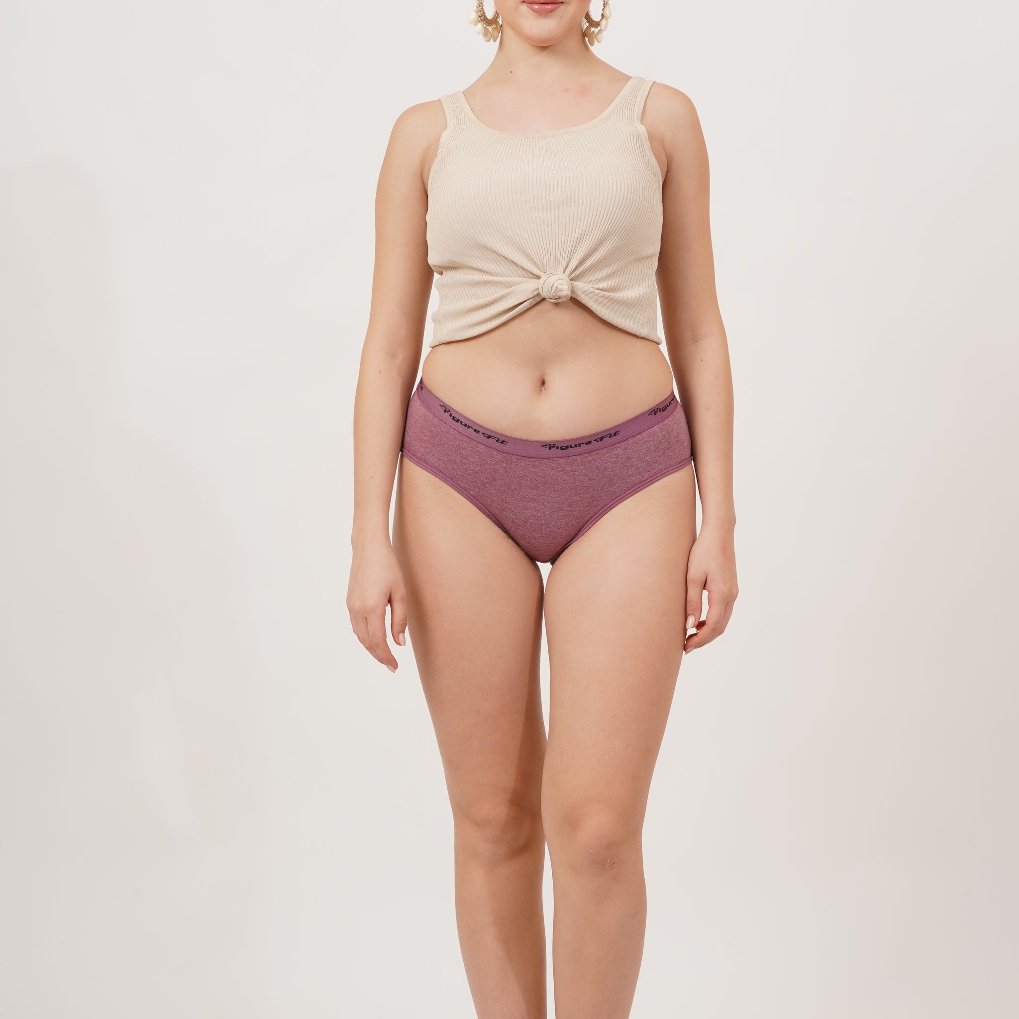 Buy Purple Fig panties pack of 3 with elegant lace detailing, offering a body-hugging fit.
