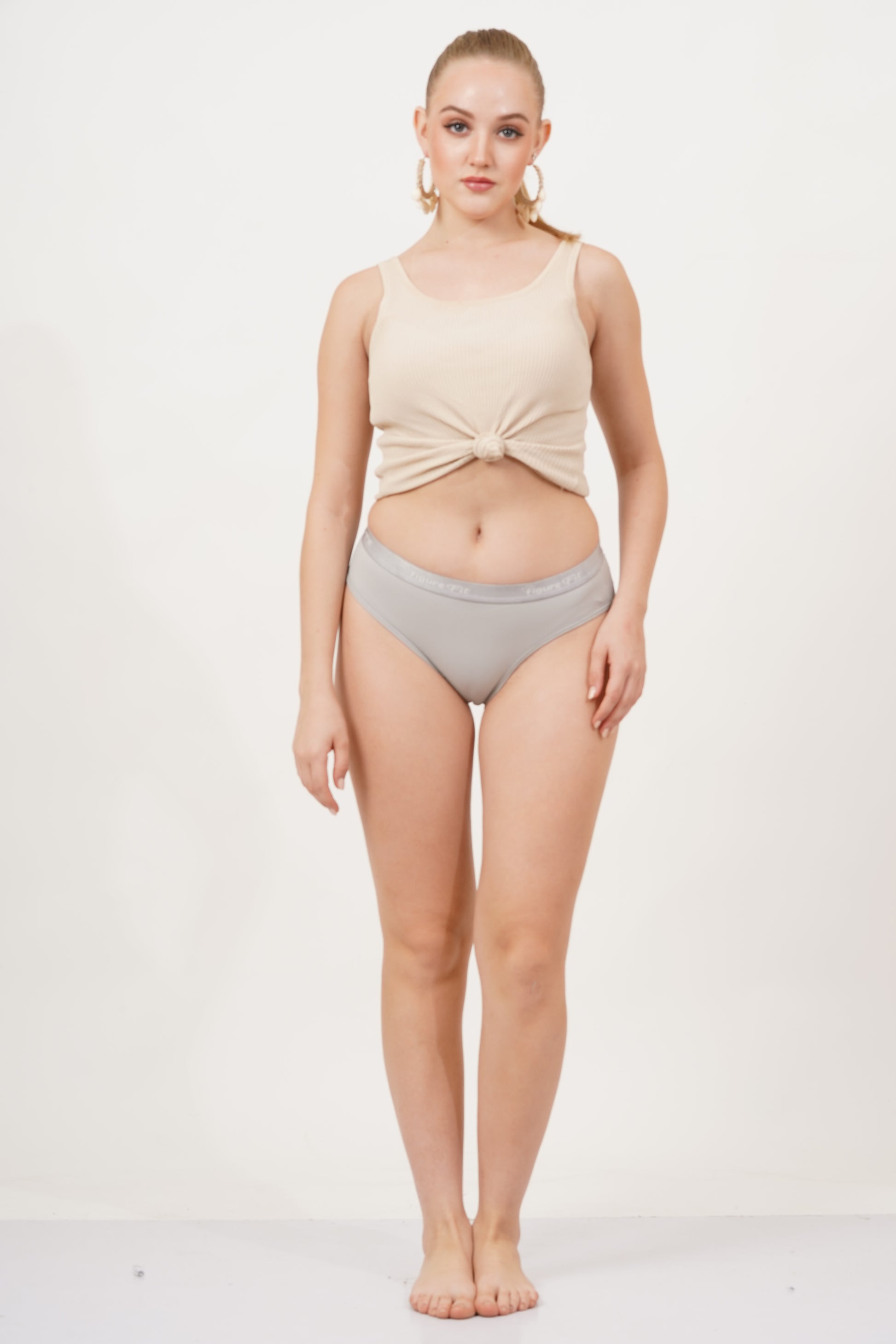 Fig lingerie panty pack of 3 – soft, body-hugging grey blue underwear for women, perfect for daily wear.
