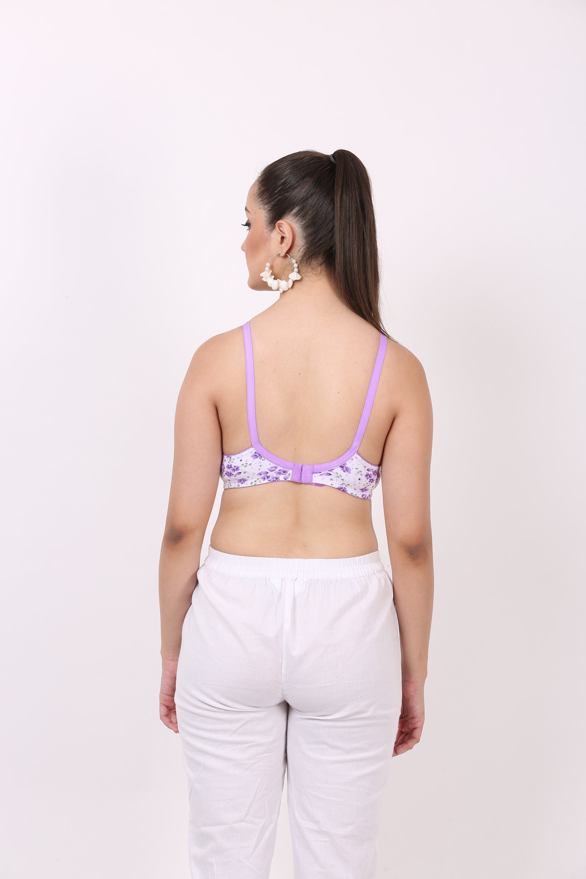 Women’s printed bra with natural fir, adjustable straps, and 40 size fit – stylish and affordable by Figure Fit.
