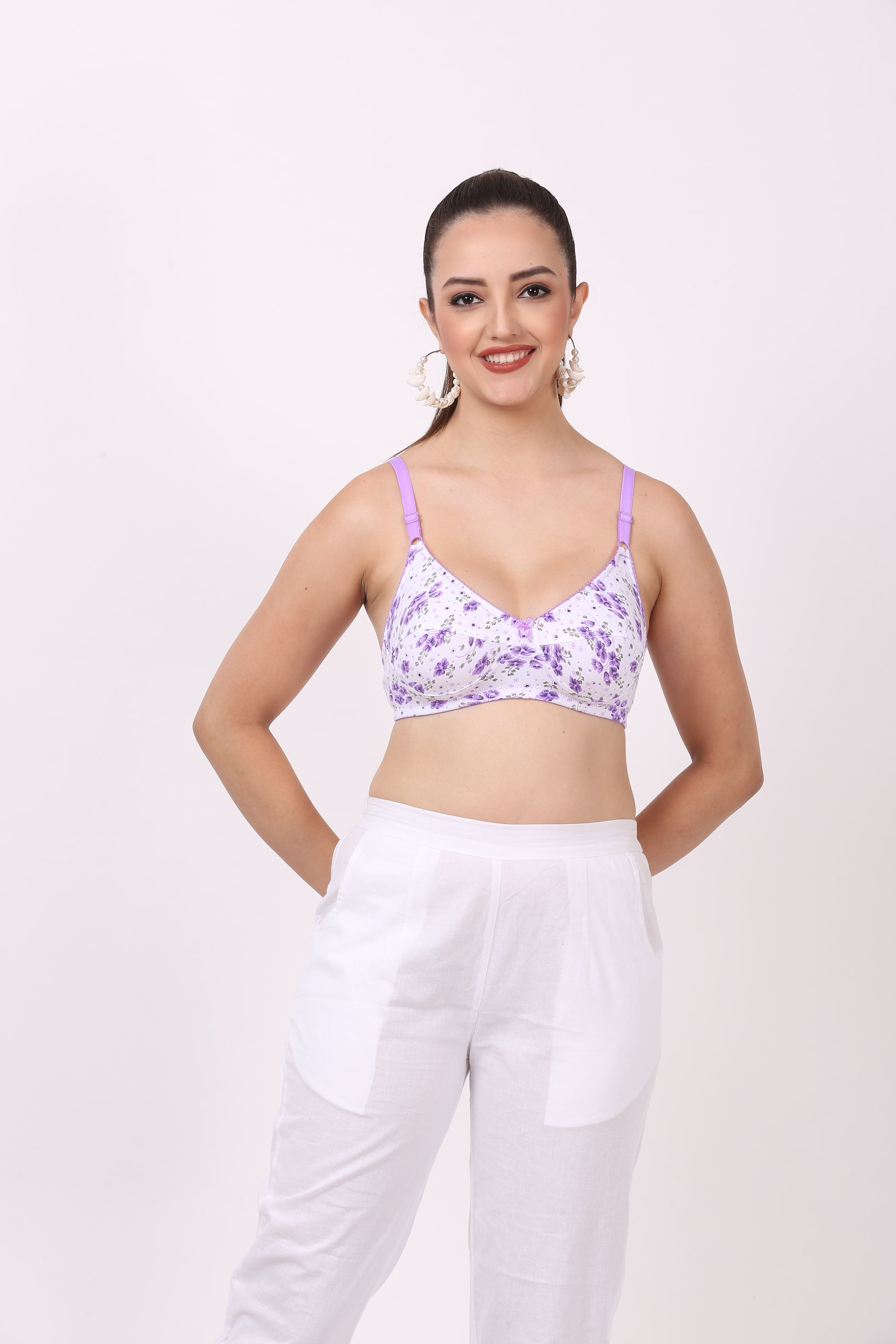 Comfort style printed bra with adjustable fit, figure fit lingerie with demi coverage – perfect for everyday wear.
