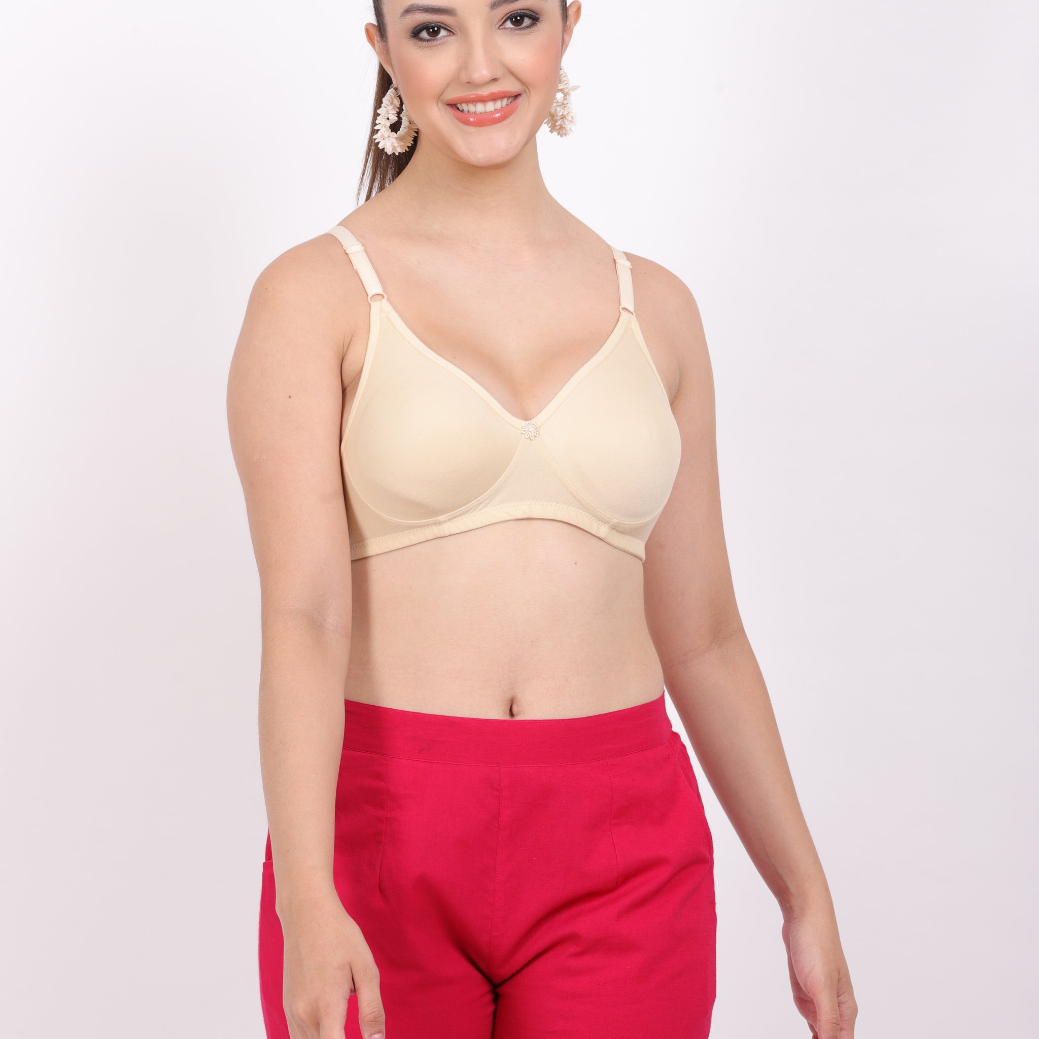 Buy Cup B bra size with a pull-on bra  and removable padding. This seamless bra design for women offers wireless comfort.