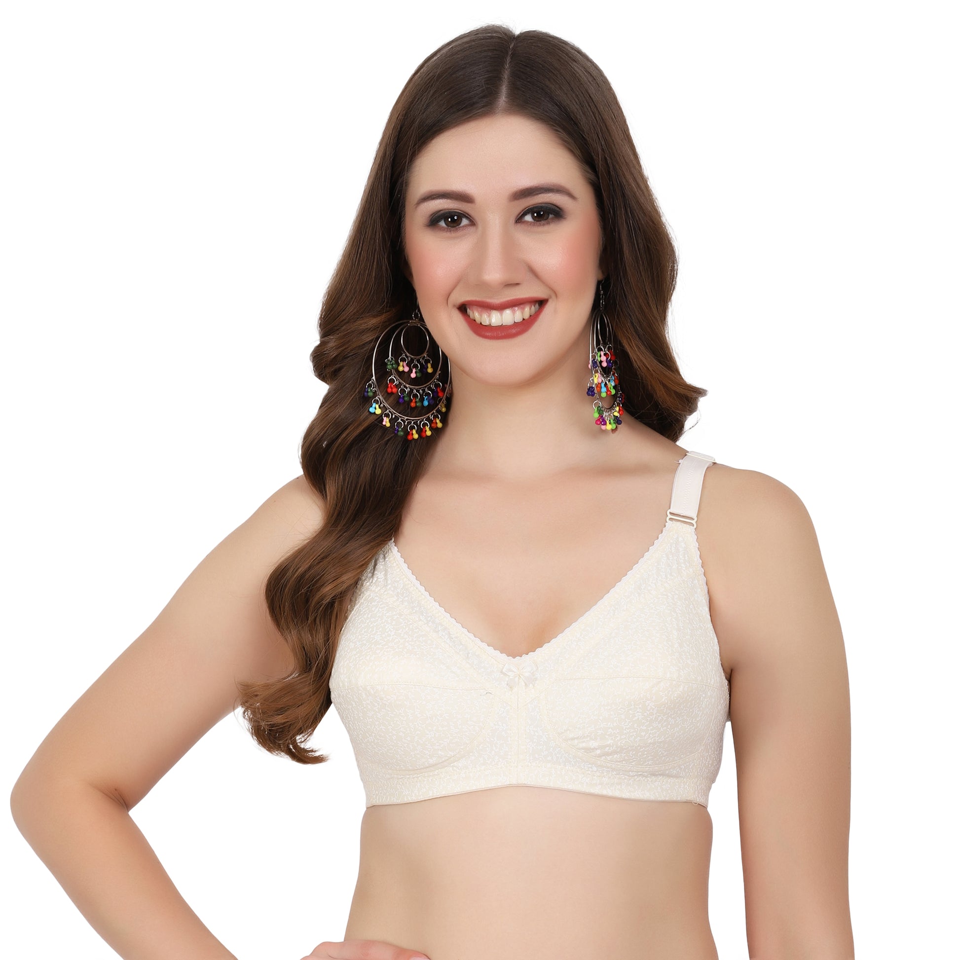 Women's cotton bras by Figure Fit offering minimal coverage and all-day ease with a back bra closure type.
