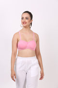 Pink Padded bra for women with seamless design and demi cup coverage – Figure Fit lingerie in 32 B bra size.

