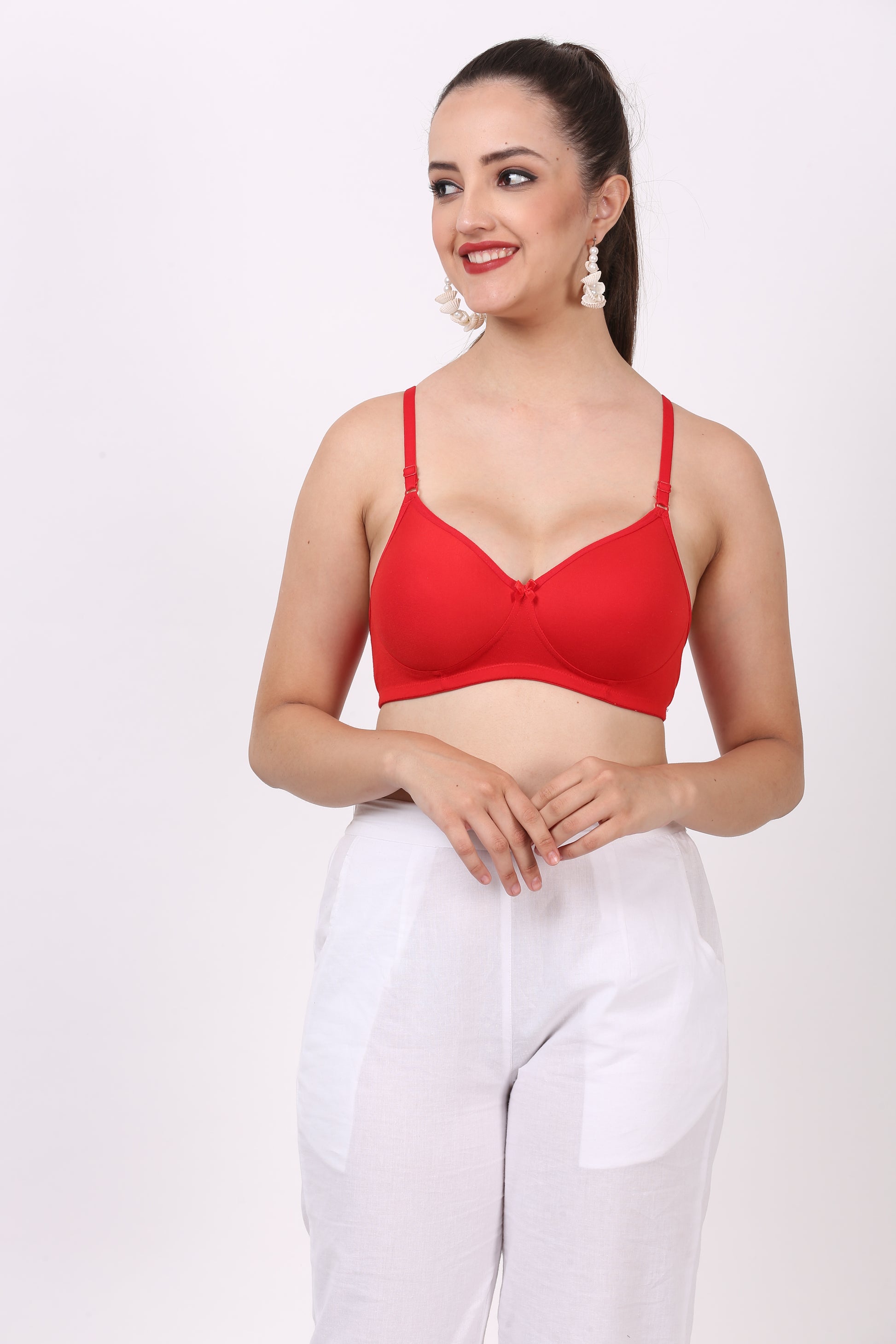 Nylon fabric women padded bra from Figure Fit lingerie – demi coverage and back bra closure for daily wear.