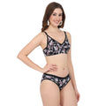 Buy black color bra with floral prints in a two-piece activewear set, designed for comfort and elegance.