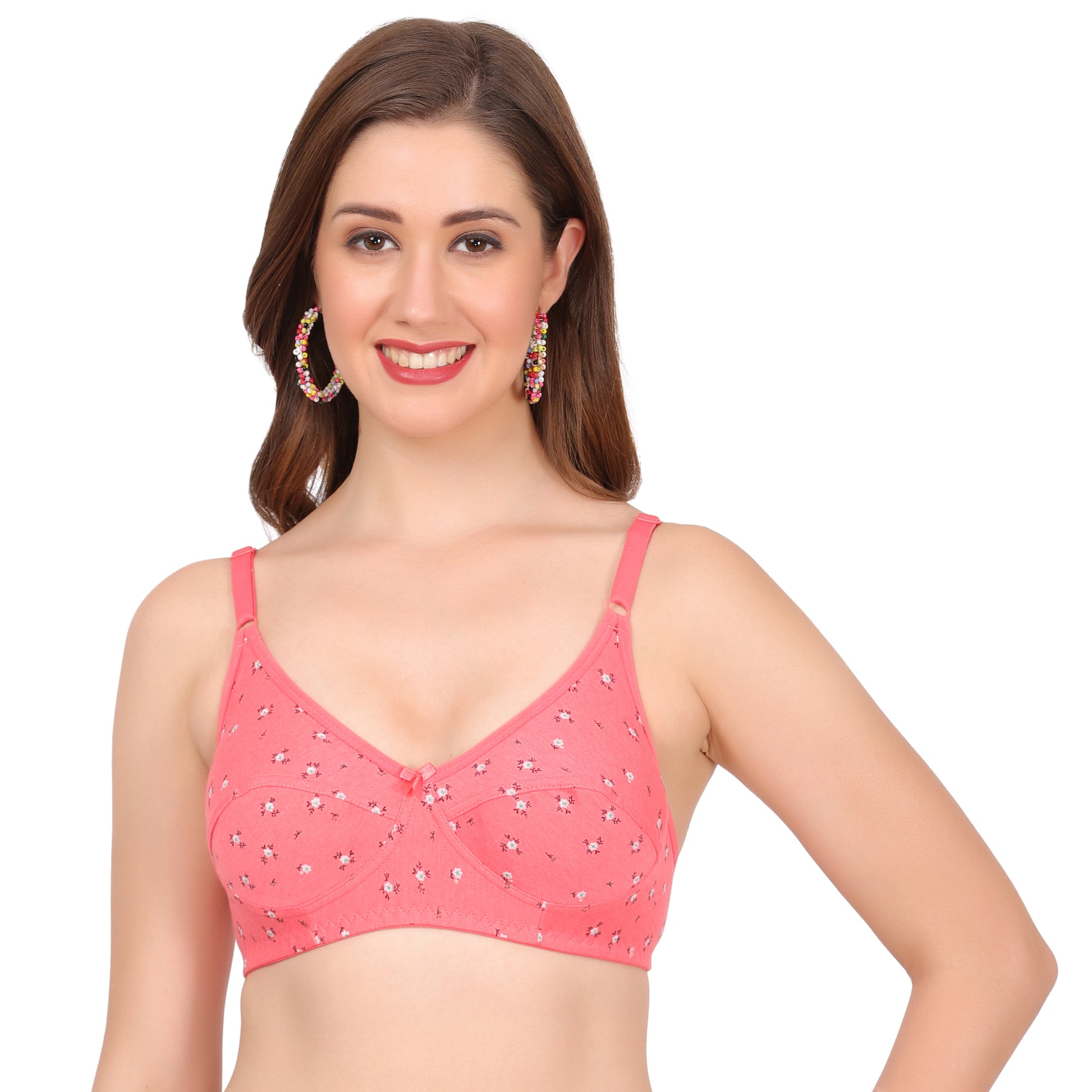 Comfort style printed bra for women with back closure, full coverage support, and breathable fabric by Figure Fit lingerie.