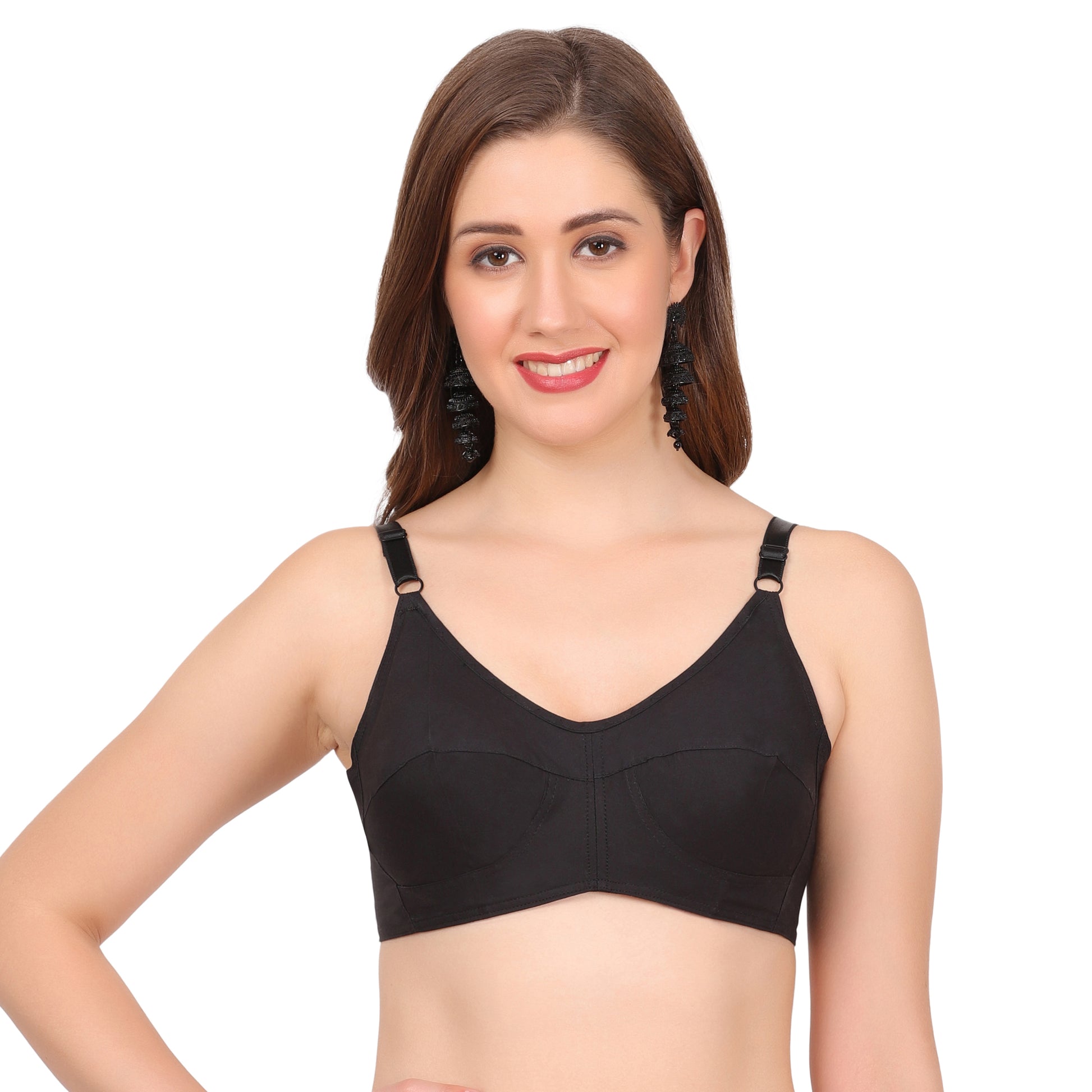 Wireless bra style with soft cotton fabric, offering all-day ease and gentle support.
