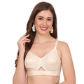 Beige color Pure cotton bra with a seamless design, offering a smooth and irritation-free fit.
